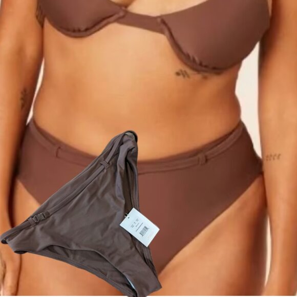 Andie Swim The Riviera High Waisted Bottom Espresso Eco Nylon Size Medium - Picture 1 of 7